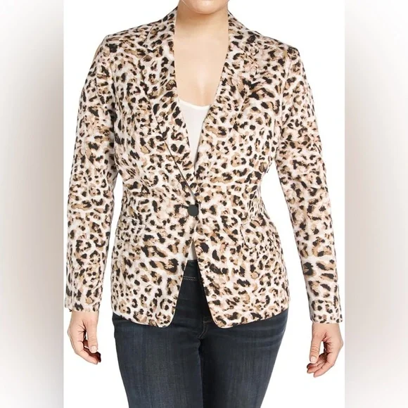 Calvin Klein Leopard Animal Print Blazer Career size 4 - Picture 5 of 7